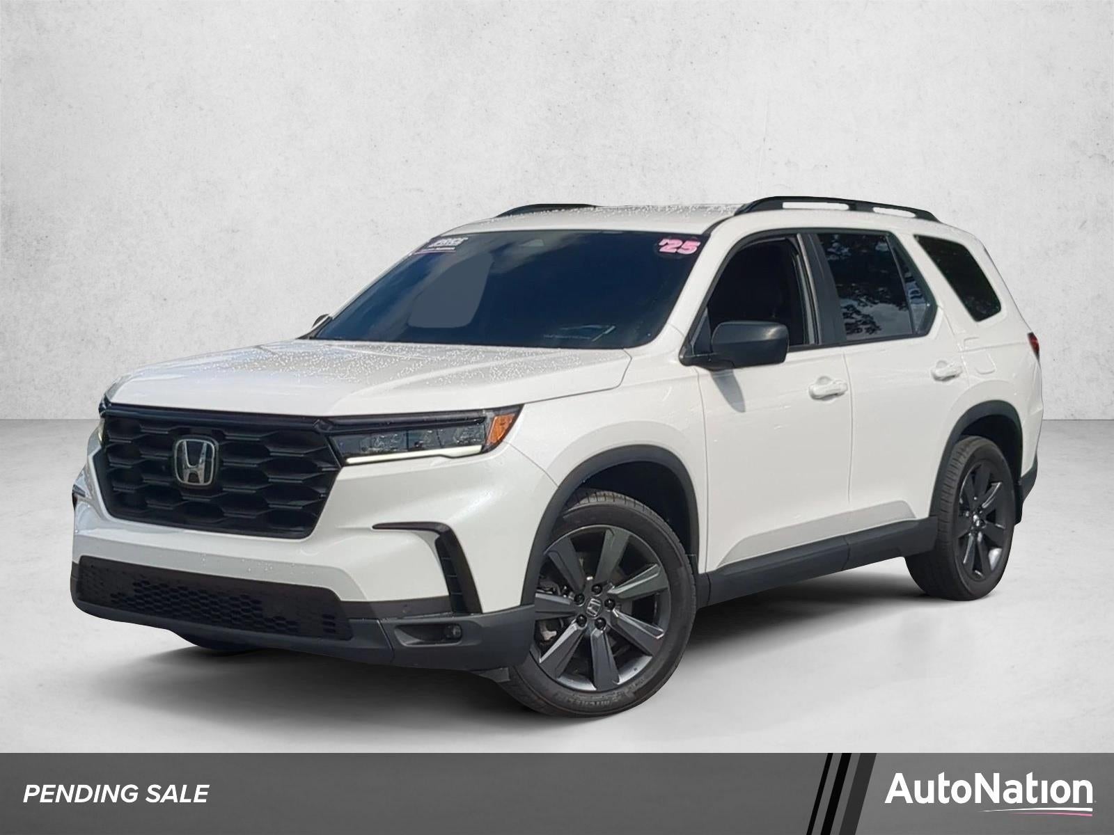 2025 Honda Pilot Sport in White — front three-quarter view