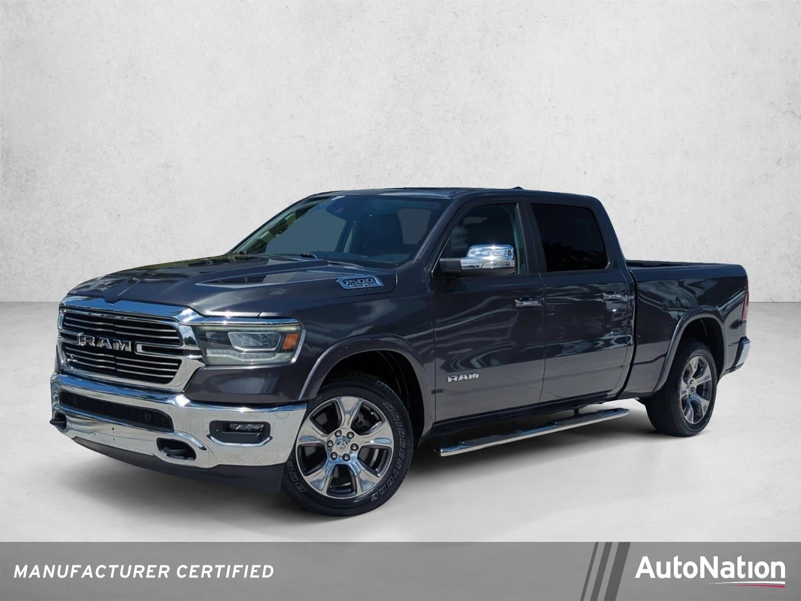 2021 RAM 1500 Laramie 4x4 Crew Cab 6'4" Box in Granite Crystal Metallic Clearcoat — front three-quarter view