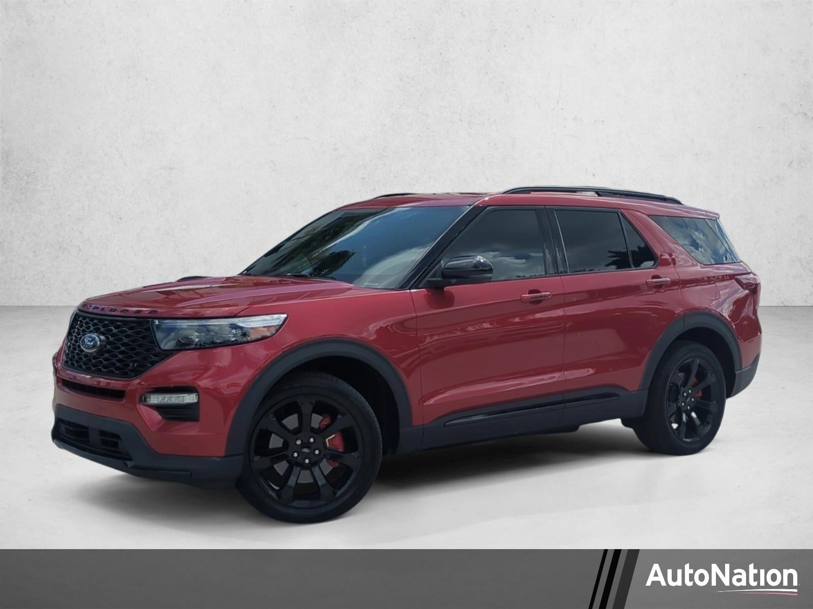 2024 Ford Explorer ST 4WD in Rapid Red Metallic Tinted Clearcoat — front three-quarter view