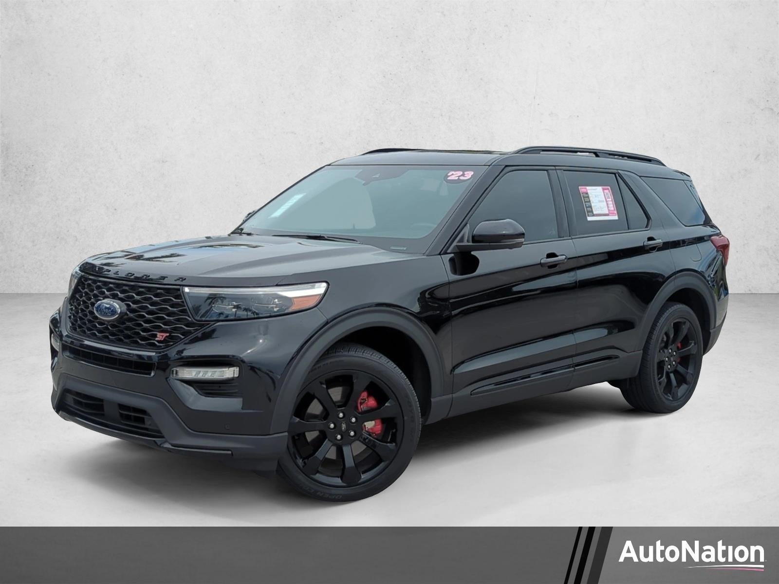 2023 Ford Explorer ST 4WD in Agate Black Metallic — front three-quarter view