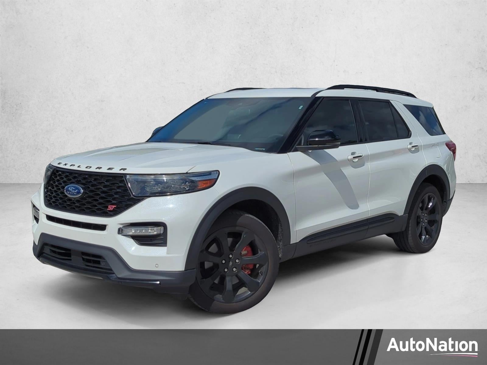 2023 Ford Explorer ST 4WD in Star White Metallic Tri-Coat — front three-quarter view