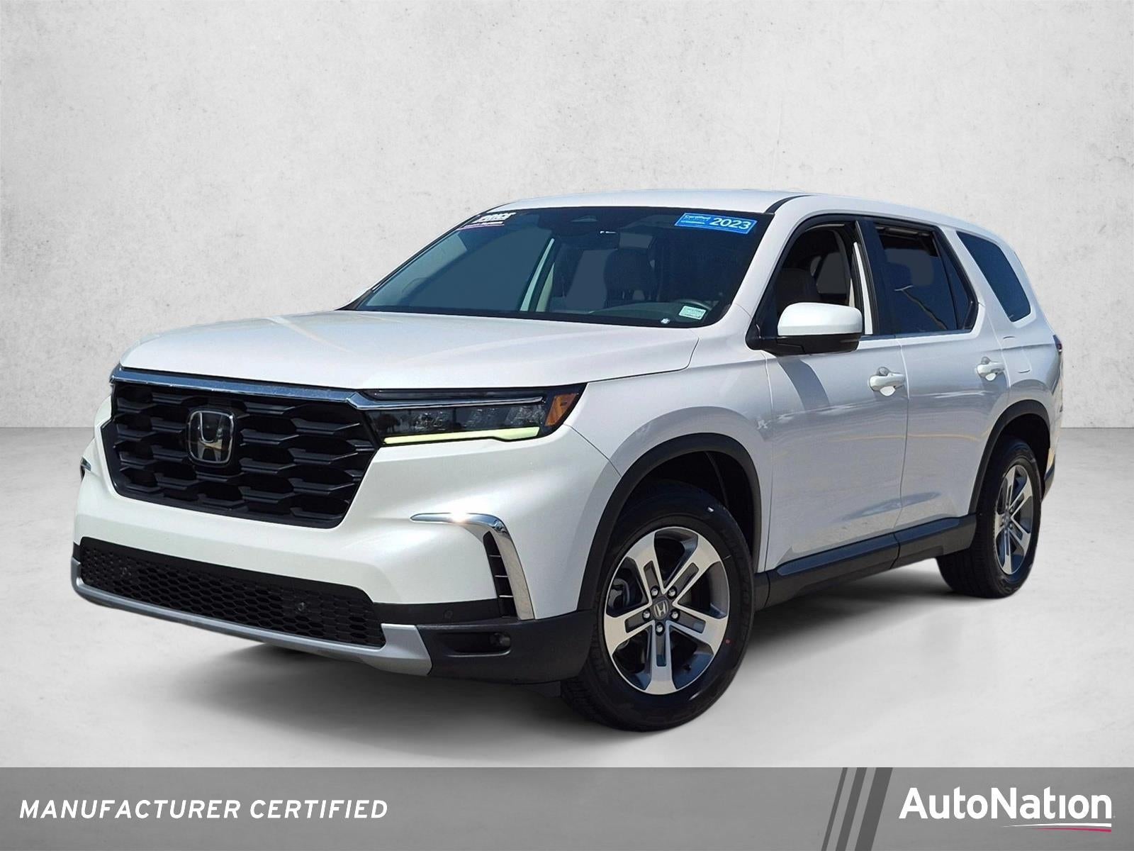 2023 Honda Pilot EX-L 7 Passenger 2WD in Platinum White Pearl — front three-quarter view