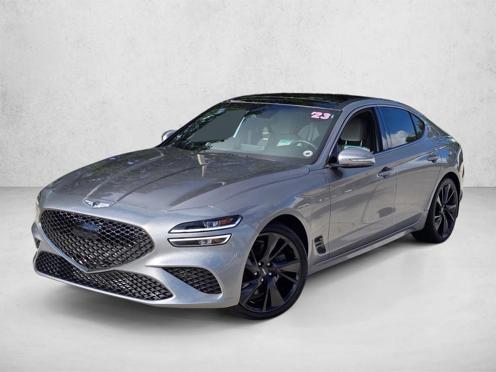 2023 Genesis G70 3.3T RWD in Savile Silver — front three-quarter view
