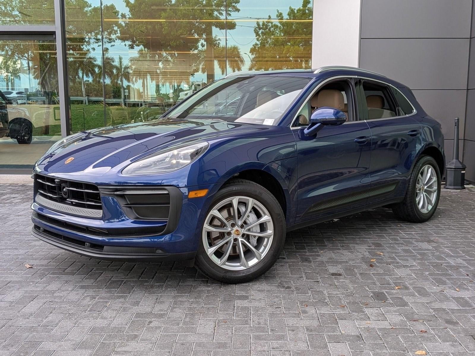 2023 Porsche Macan AWD in Gentian Blue Metallic — front three-quarter view