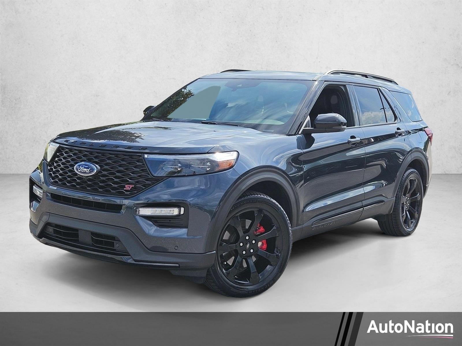 2023 Ford Explorer ST 4WD in Stone Blue Metallic — front three-quarter view
