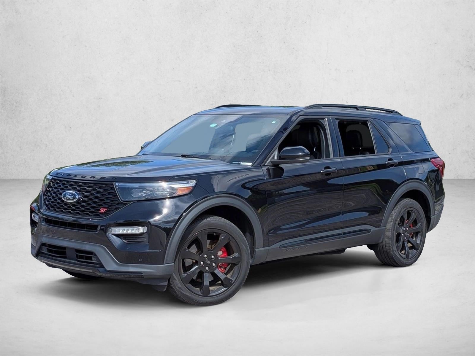 2023 Ford Explorer ST 4WD in Agate Black Metallic — front three-quarter view