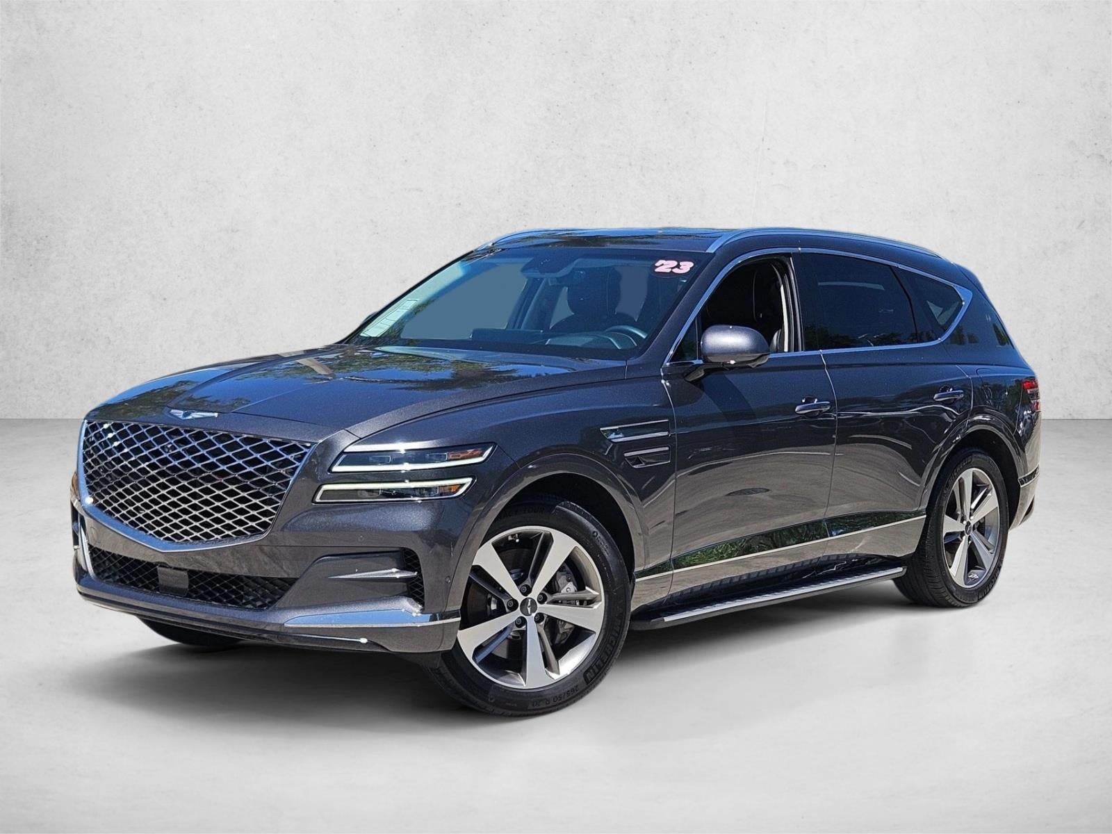 2023 Genesis GV80 3.5T AWD in Himalayan Gray — front three-quarter view